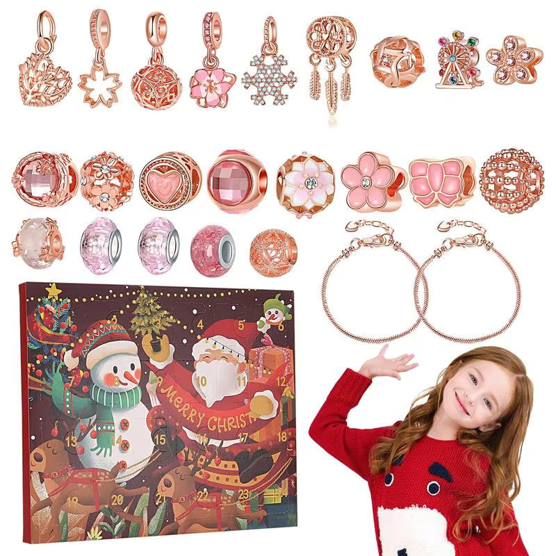 Advent Calendar 2024 Christmas DIY Charm Bracelet Countdown to Christmas Unique Charm Jewelry Set Gifts for Kids Girls