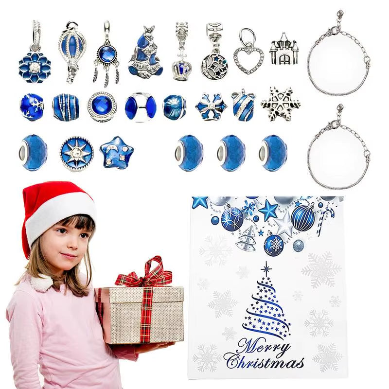 Advent Calendar 2024 Christmas DIY Charm Bracelet Countdown to Christmas Unique Charm Jewelry Set Gifts for Kids Girls