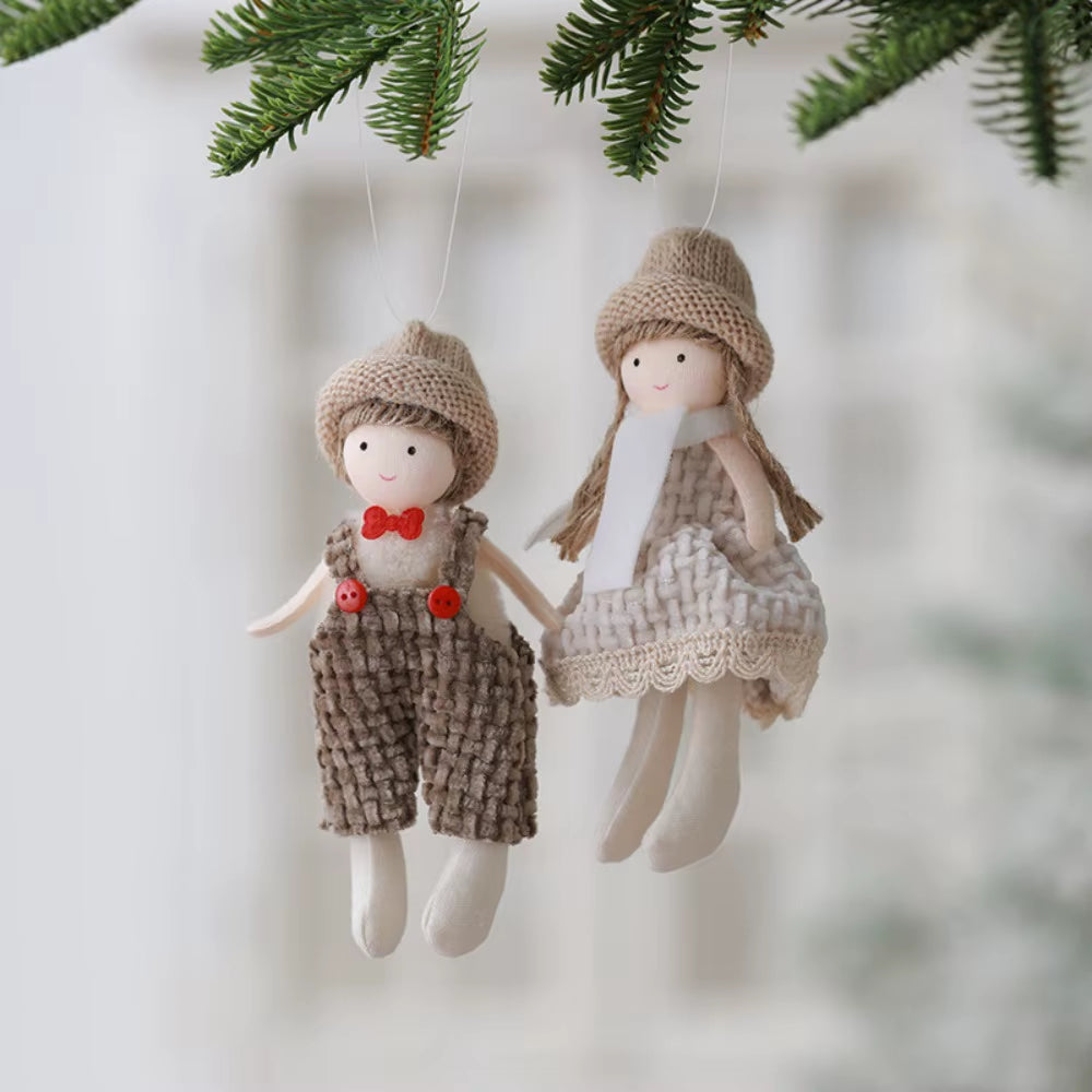 2Pcs New Christmas Cute Plush Angel Doll Pendant Lovely Boys Girls Xmas Tree Hanging Decoration Merry Christmas Party Ornaments