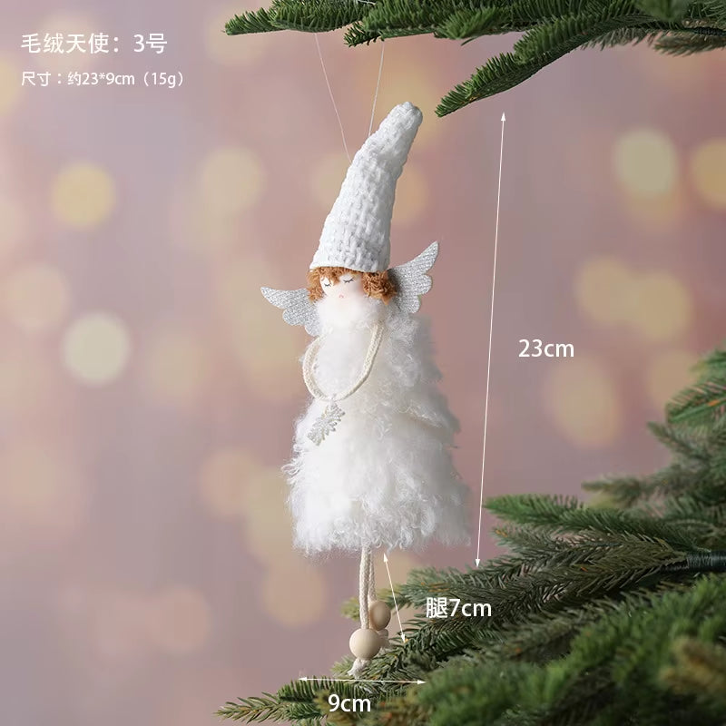 2Pcs New Christmas Cute Plush Angel Doll Pendant Lovely Boys Girls Xmas Tree Hanging Decoration Merry Christmas Party Ornaments