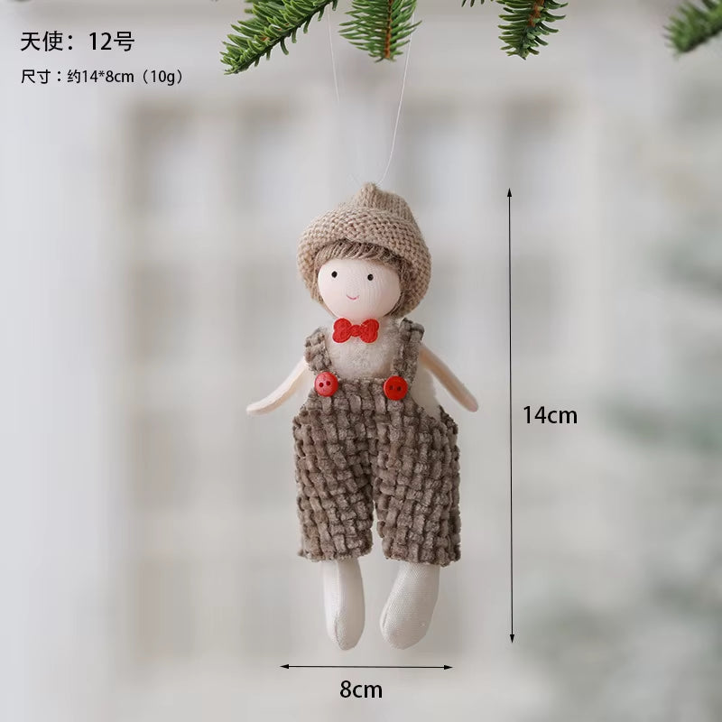 2Pcs New Christmas Cute Plush Angel Doll Pendant Lovely Boys Girls Xmas Tree Hanging Decoration Merry Christmas Party Ornaments