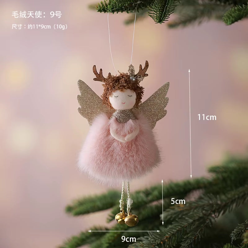 2Pcs New Christmas Cute Plush Angel Doll Pendant Lovely Boys Girls Xmas Tree Hanging Decoration Merry Christmas Party Ornaments