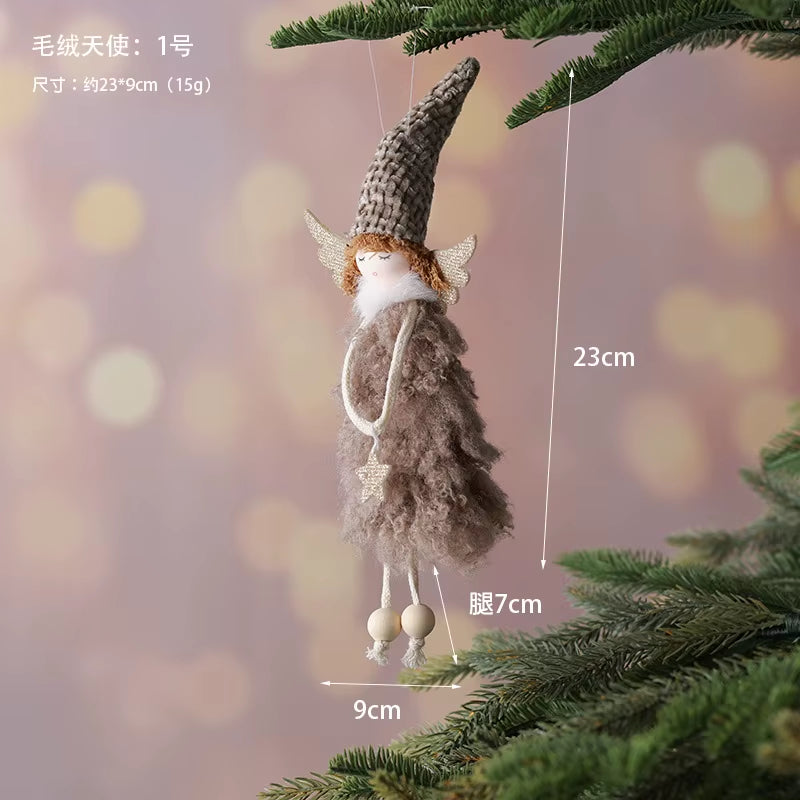 2Pcs New Christmas Cute Plush Angel Doll Pendant Lovely Boys Girls Xmas Tree Hanging Decoration Merry Christmas Party Ornaments