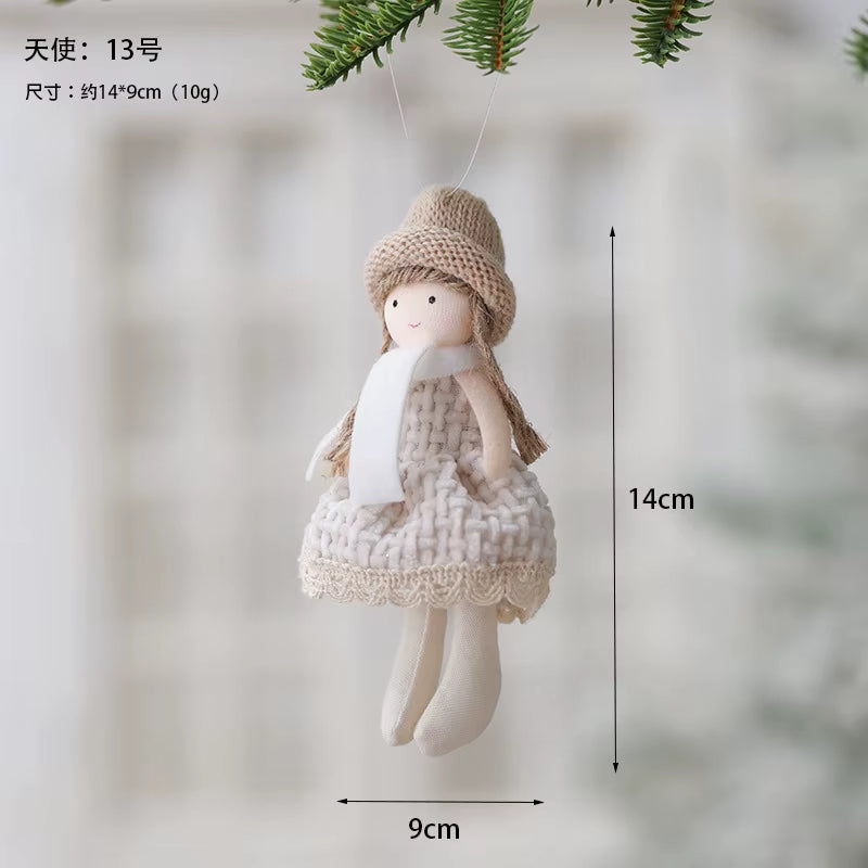 2Pcs New Christmas Cute Plush Angel Doll Pendant Lovely Boys Girls Xmas Tree Hanging Decoration Merry Christmas Party Ornaments