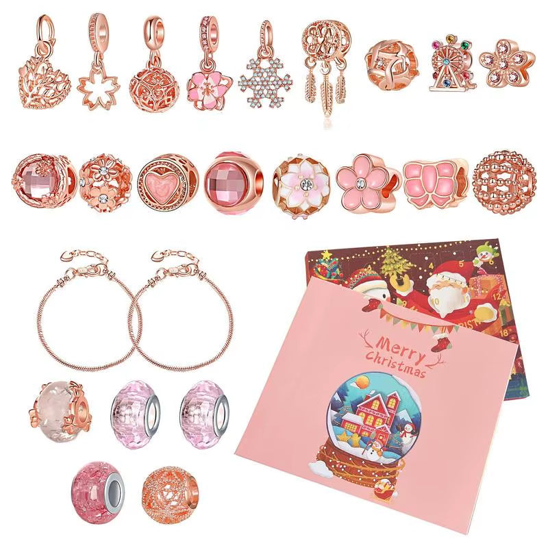 Advent Calendar 2024 Christmas DIY Charm Bracelet Countdown to Christmas Unique Charm Jewelry Set Gifts for Kids Girls