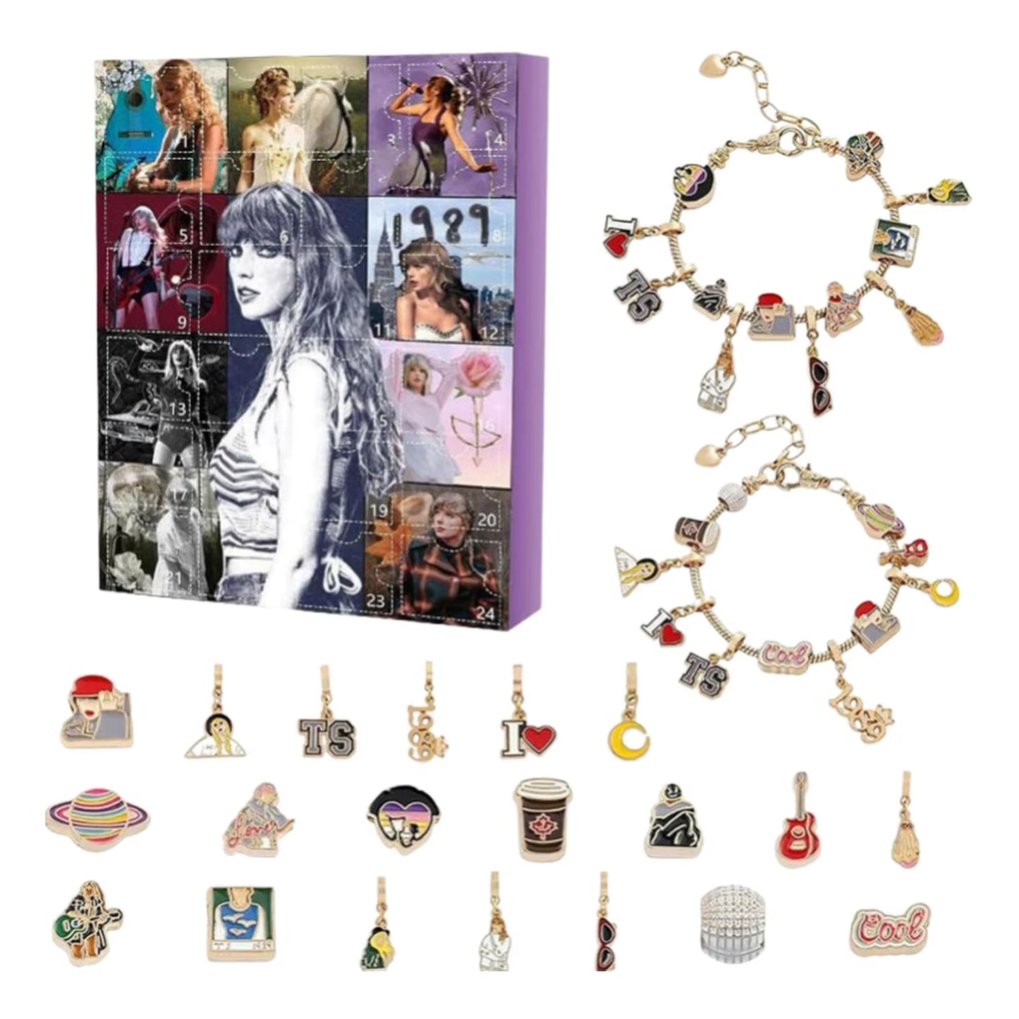Advent Calendar 2024 Christmas DIY Charm Bracelet Countdown to Christmas Unique Charm Jewelry Set Gifts for Kids Girls
