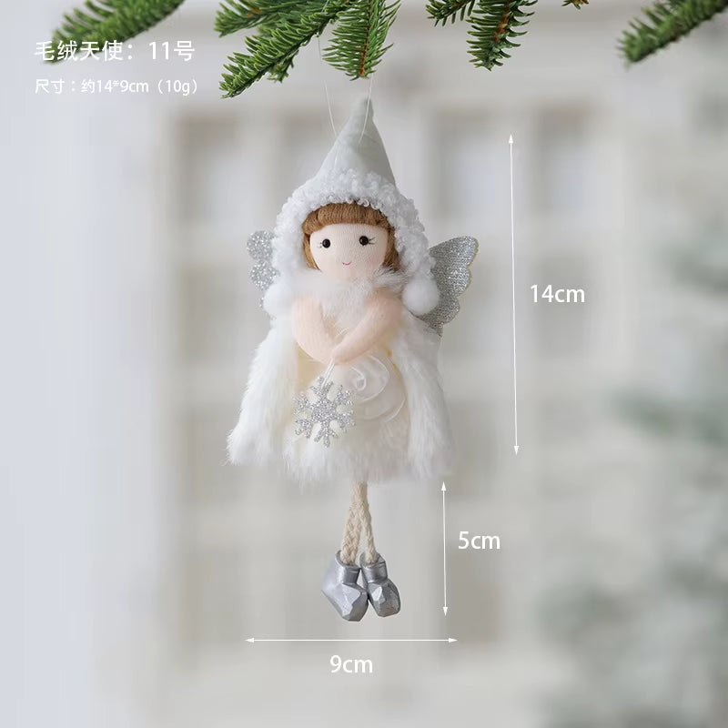 2Pcs New Christmas Cute Plush Angel Doll Pendant Lovely Boys Girls Xmas Tree Hanging Decoration Merry Christmas Party Ornaments