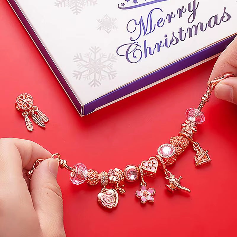 Advent Calendar 2024 Christmas DIY Charm Bracelet Countdown to Christmas Unique Charm Jewelry Set Gifts for Kids Girls