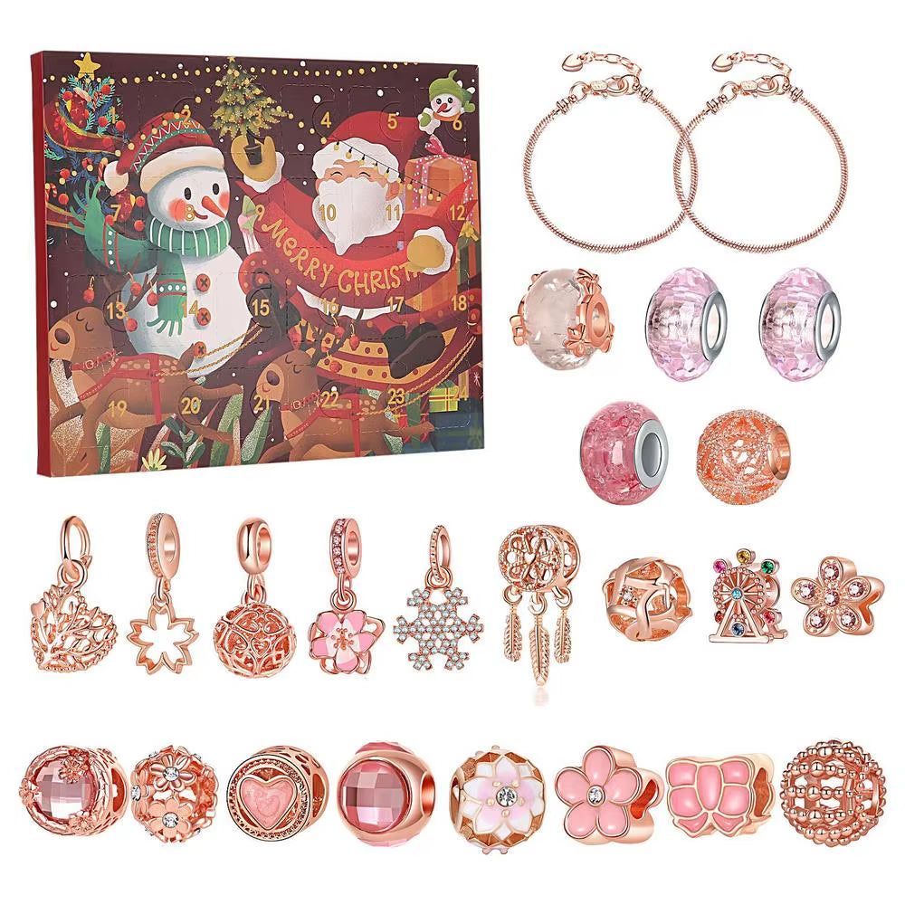 Advent Calendar 2024 Christmas DIY Charm Bracelet Countdown to Christmas Unique Charm Jewelry Set Gifts for Kids Girls
