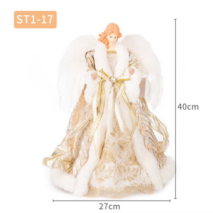Angel Ornaments for Christmas Tree Top Gold Angel Christmas Tree Topper Gold Christmas Decors for Garden Yard Cafe Desk Decor