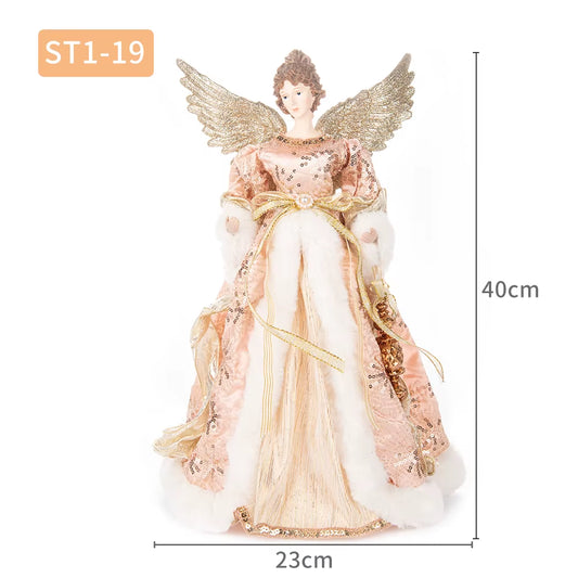 Angel Ornaments for Christmas Tree Top Gold Angel Christmas Tree Topper Gold Christmas Decors for Garden Yard Cafe Desk Decor