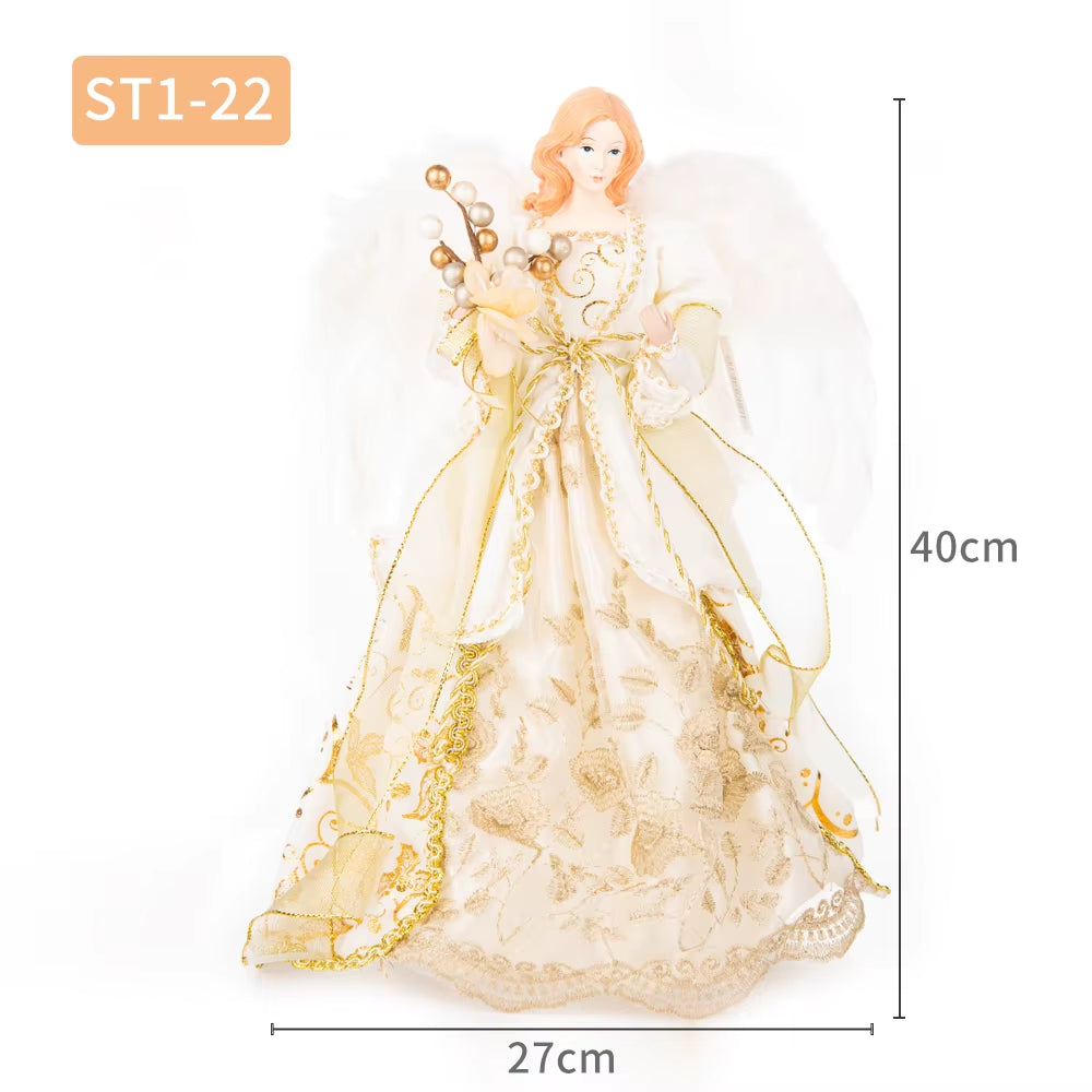 Angel Ornaments for Christmas Tree Top Gold Angel Christmas Tree Topper Gold Christmas Decors for Garden Yard Cafe Desk Decor
