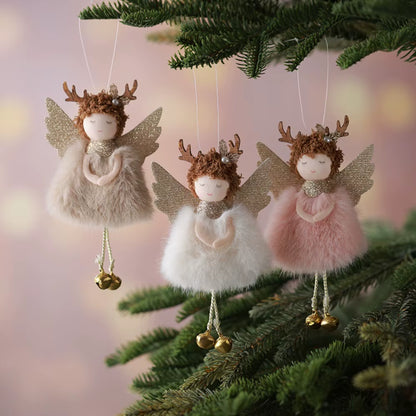2Pcs New Christmas Cute Plush Angel Doll Pendant Lovely Boys Girls Xmas Tree Hanging Decoration Merry Christmas Party Ornaments