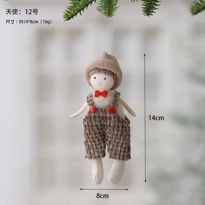 2Pcs New Christmas Cute Plush Angel Doll Pendant Lovely Boys Girls Xmas Tree Hanging Decoration Merry Christmas Party Ornaments