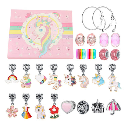 Advent Calendar 2024 Christmas DIY Charm Bracelet Countdown to Christmas Unique Charm Jewelry Set Gifts for Kids Girls