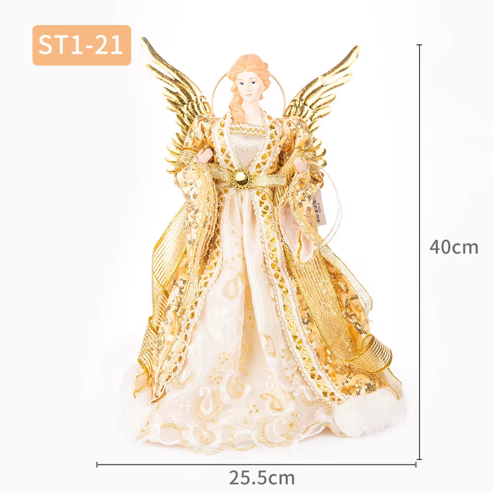 Angel Ornaments for Christmas Tree Top Gold Angel Christmas Tree Topper Gold Christmas Decors for Garden Yard Cafe Desk Decor