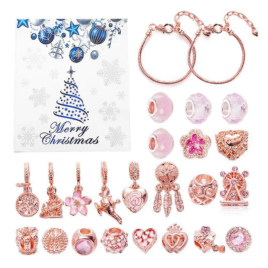 Advent Calendar 2024 Christmas DIY Charm Bracelet Countdown to Christmas Unique Charm Jewelry Set Gifts for Kids Girls