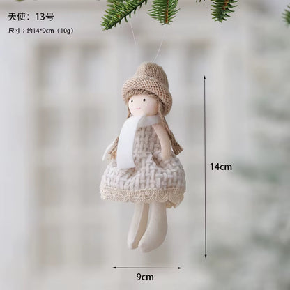 2Pcs New Christmas Cute Plush Angel Doll Pendant Lovely Boys Girls Xmas Tree Hanging Decoration Merry Christmas Party Ornaments