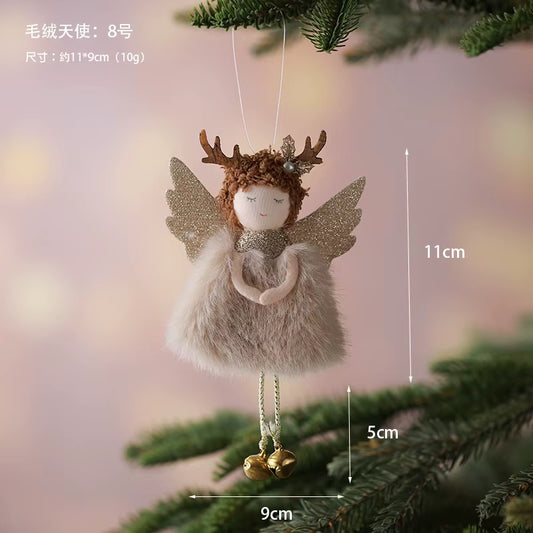 2Pcs New Christmas Cute Plush Angel Doll Pendant Lovely Boys Girls Xmas Tree Hanging Decoration Merry Christmas Party Ornaments