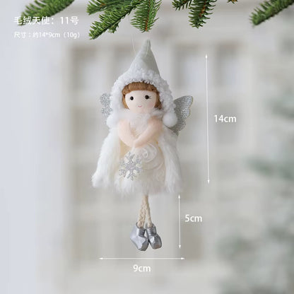 2Pcs New Christmas Cute Plush Angel Doll Pendant Lovely Boys Girls Xmas Tree Hanging Decoration Merry Christmas Party Ornaments