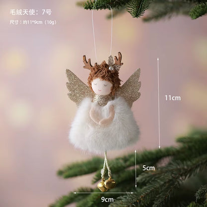 2Pcs New Christmas Cute Plush Angel Doll Pendant Lovely Boys Girls Xmas Tree Hanging Decoration Merry Christmas Party Ornaments