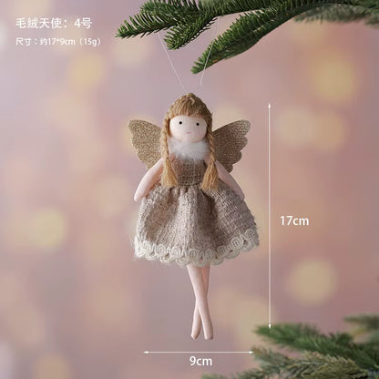 2Pcs New Christmas Cute Plush Angel Doll Pendant Lovely Boys Girls Xmas Tree Hanging Decoration Merry Christmas Party Ornaments